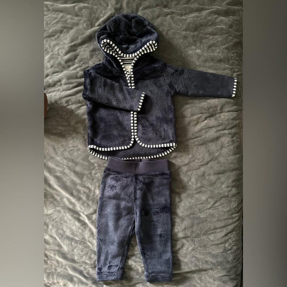 Falls Creek Baby Navy Jacket with Striped Hood